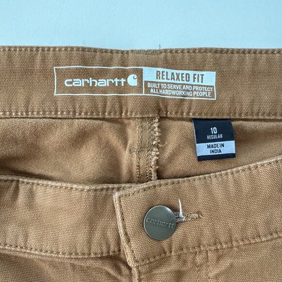Carhartt Rugged Flex Canvas Work Pants Brown Carpenter Utility Relaxed Fit Sz 10 - Picture 6 of 13